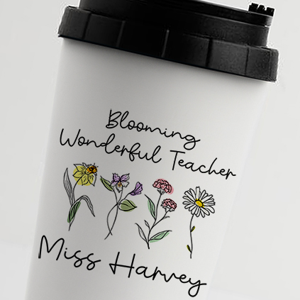 Personalised Blooming Wonderful Teacher 16oz Travel Mug